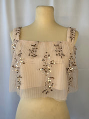 Sheer Pleated Chiffon Crop Top