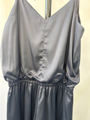 Black Satin Camisole Romper