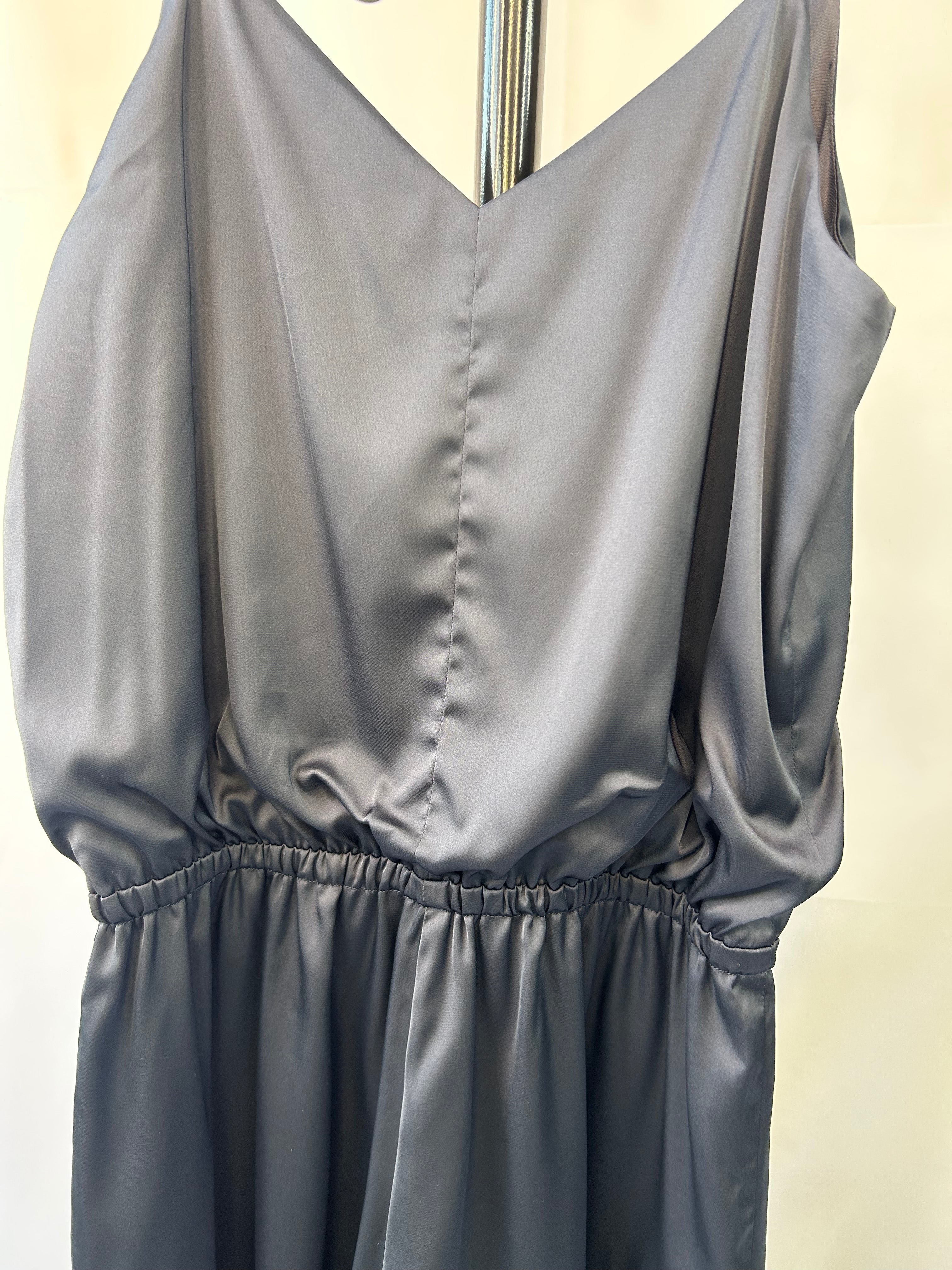 Black Satin Camisole Romper