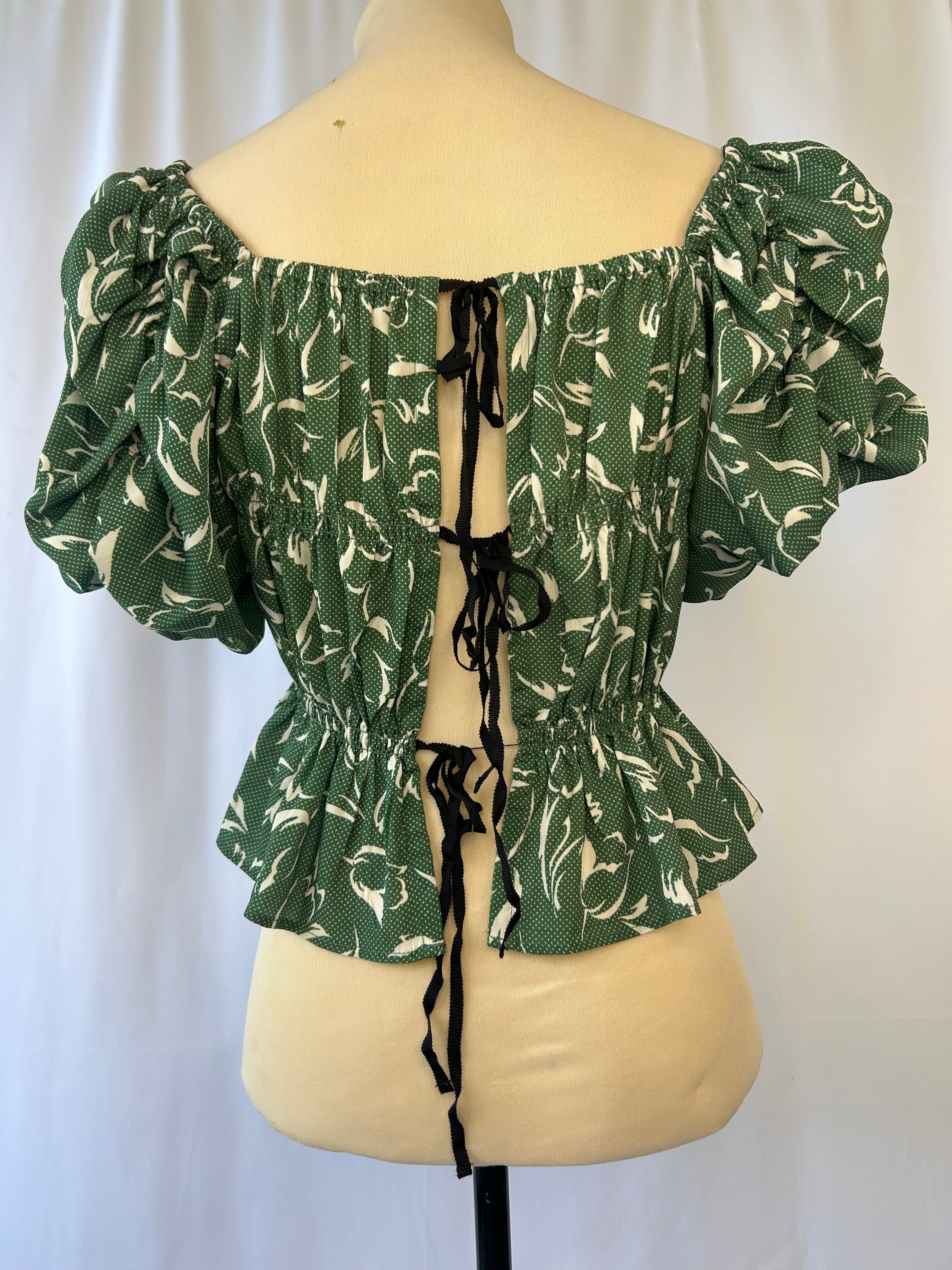 Green Puff Sleeves Top