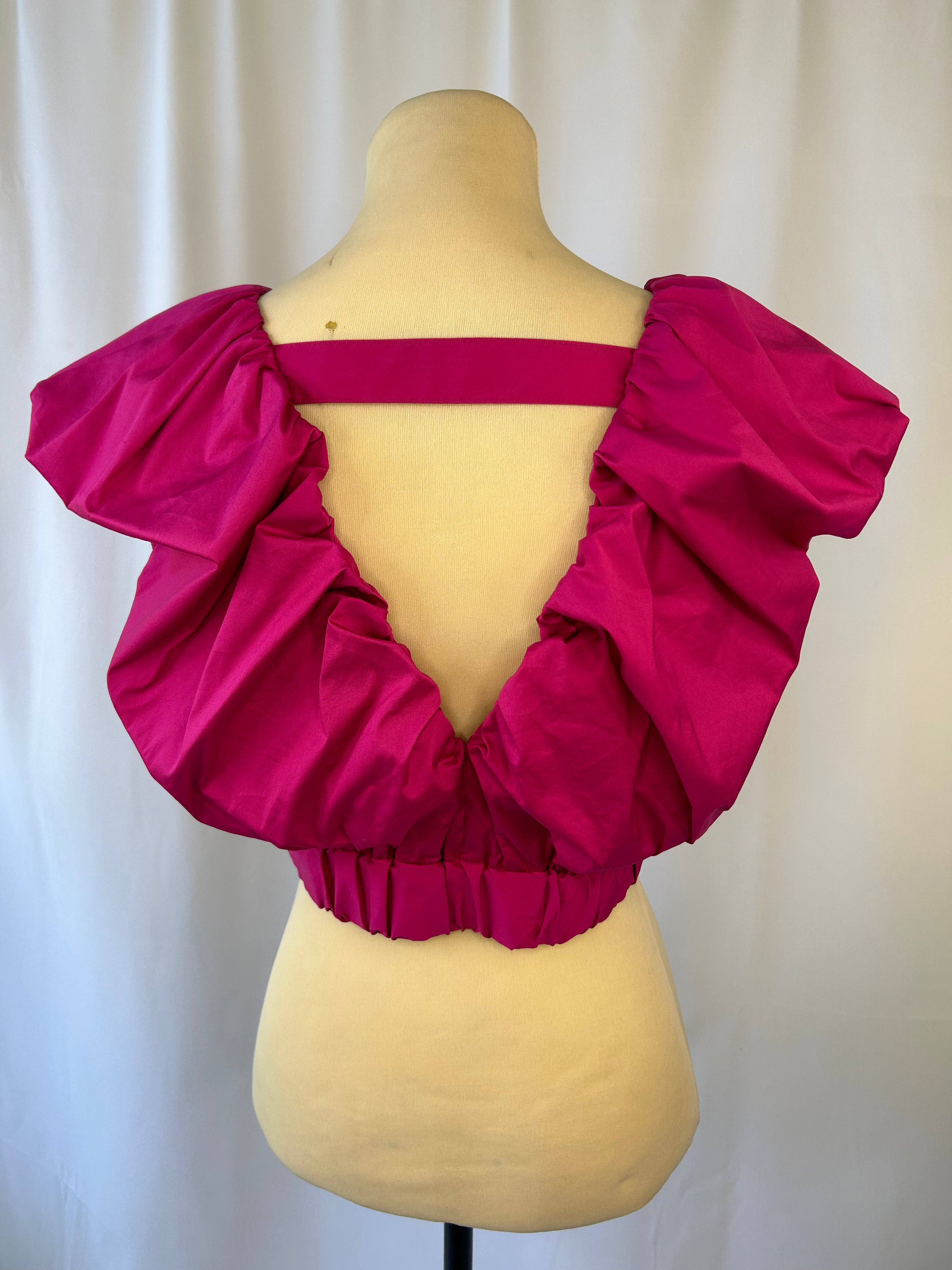 Ruffled Neckline Cropped Top