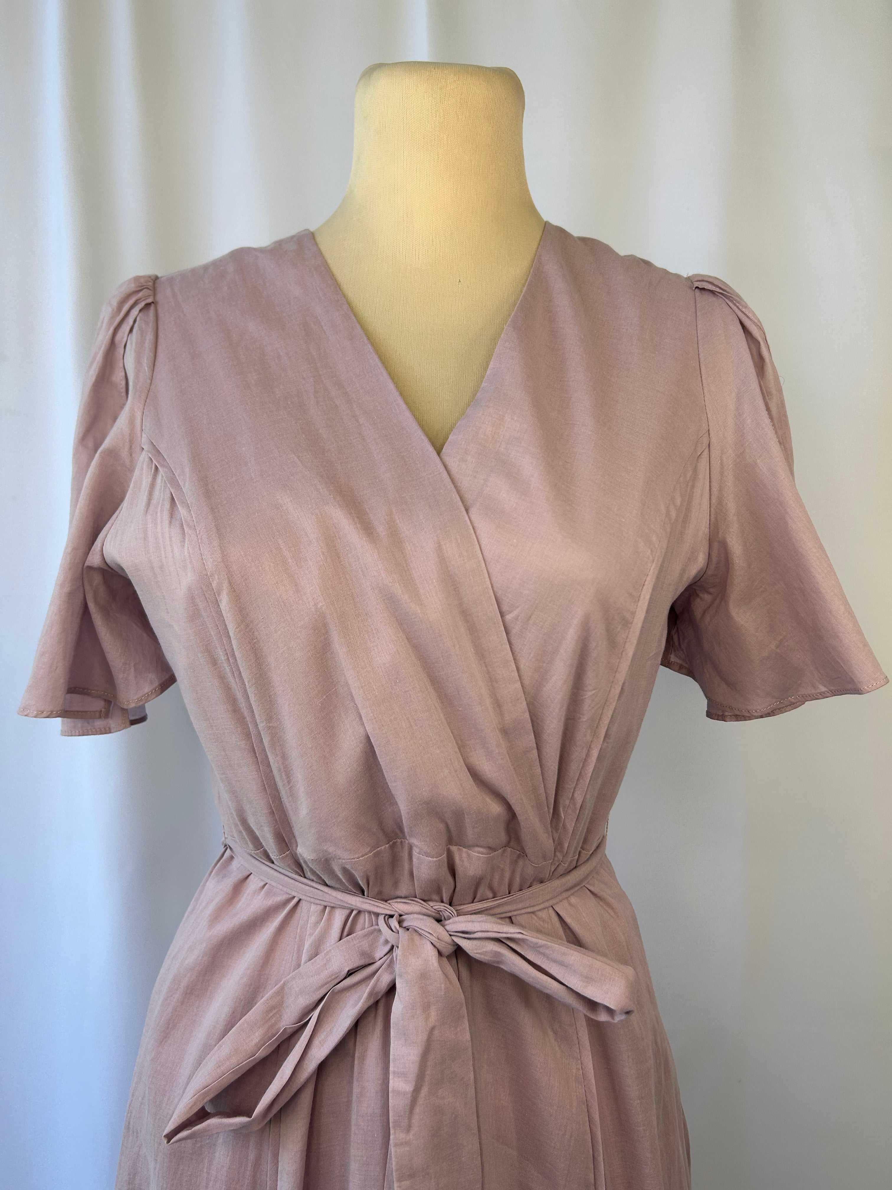 Wrap-Style Short Sleeve Maxi Dress