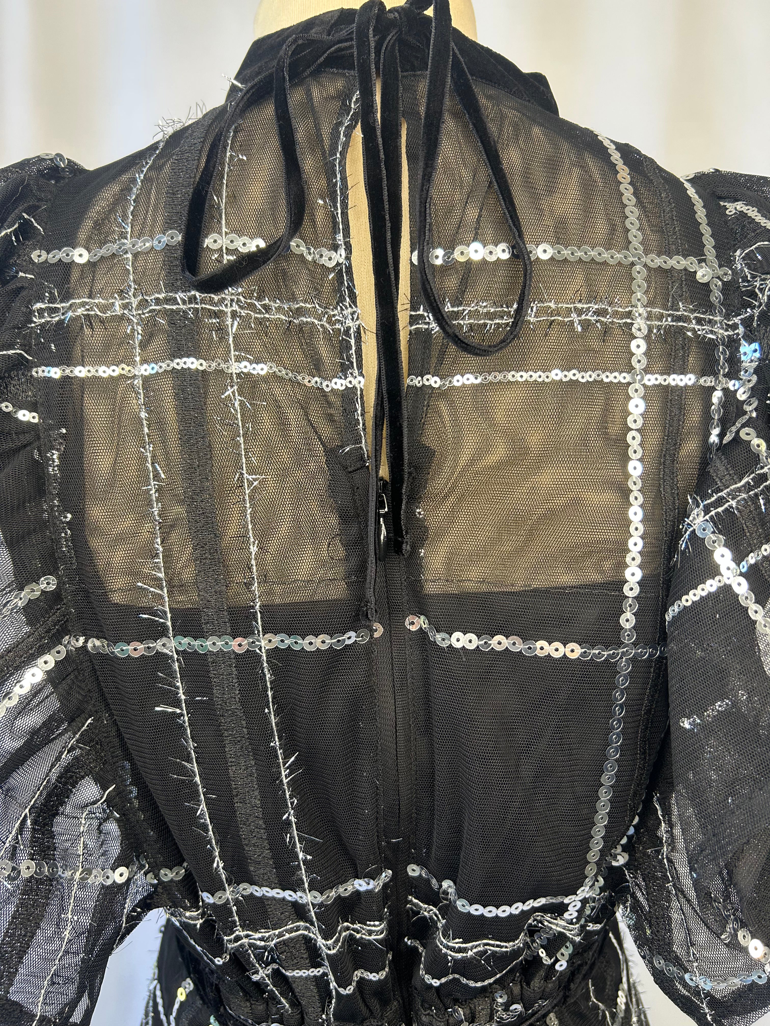 Sheer Sequin Plaid Dress
