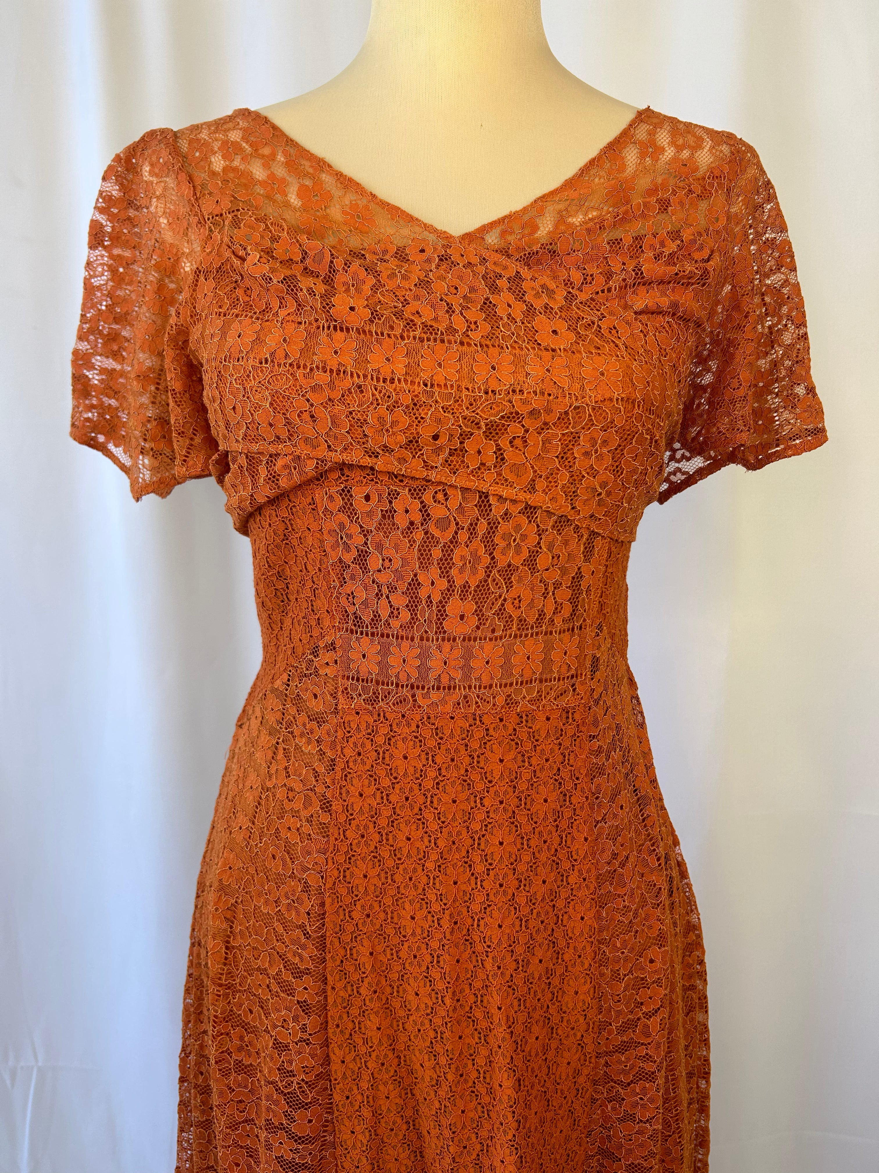 Rust Orange Lace Dress