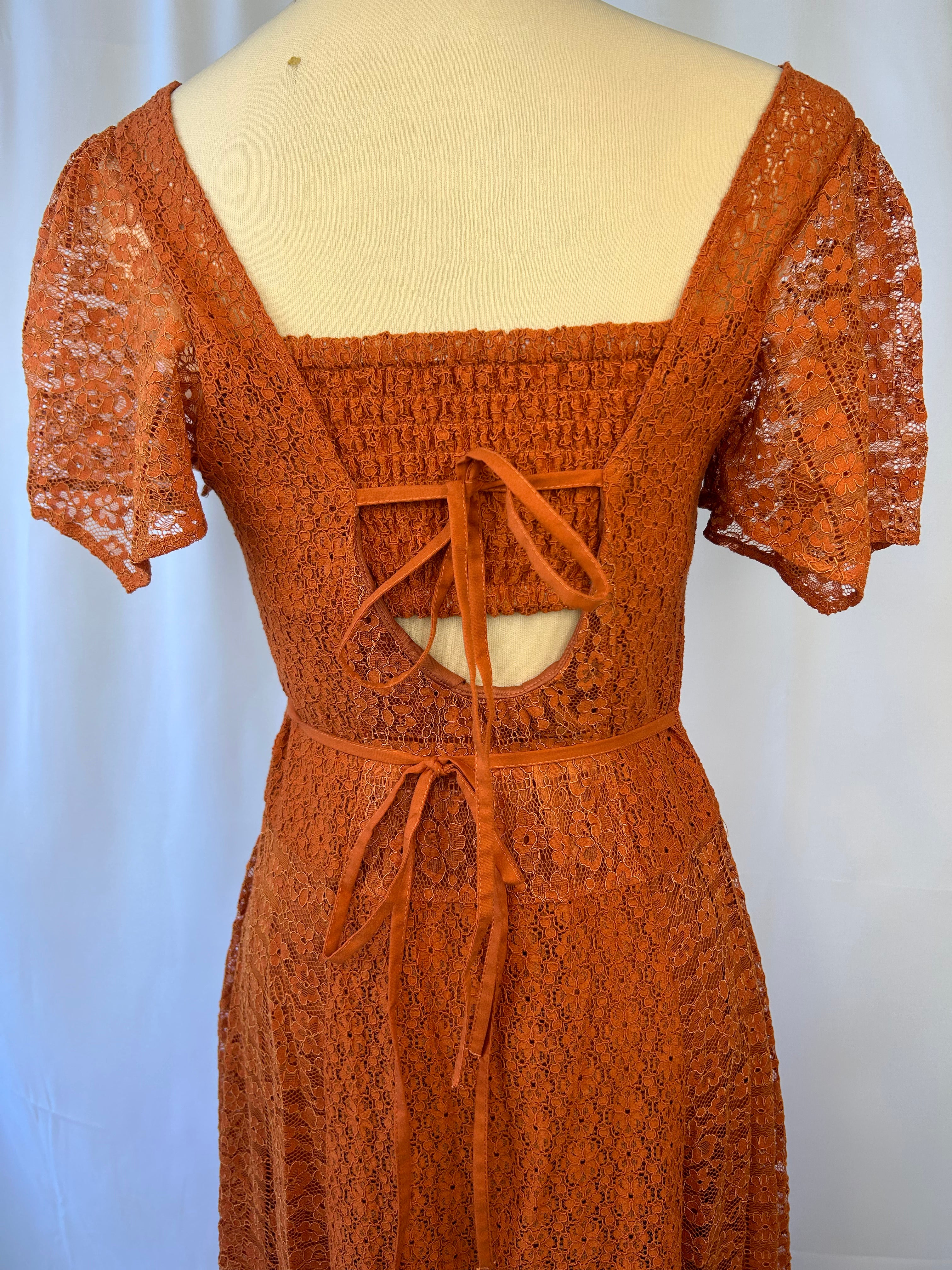 Rust Orange Lace Dress