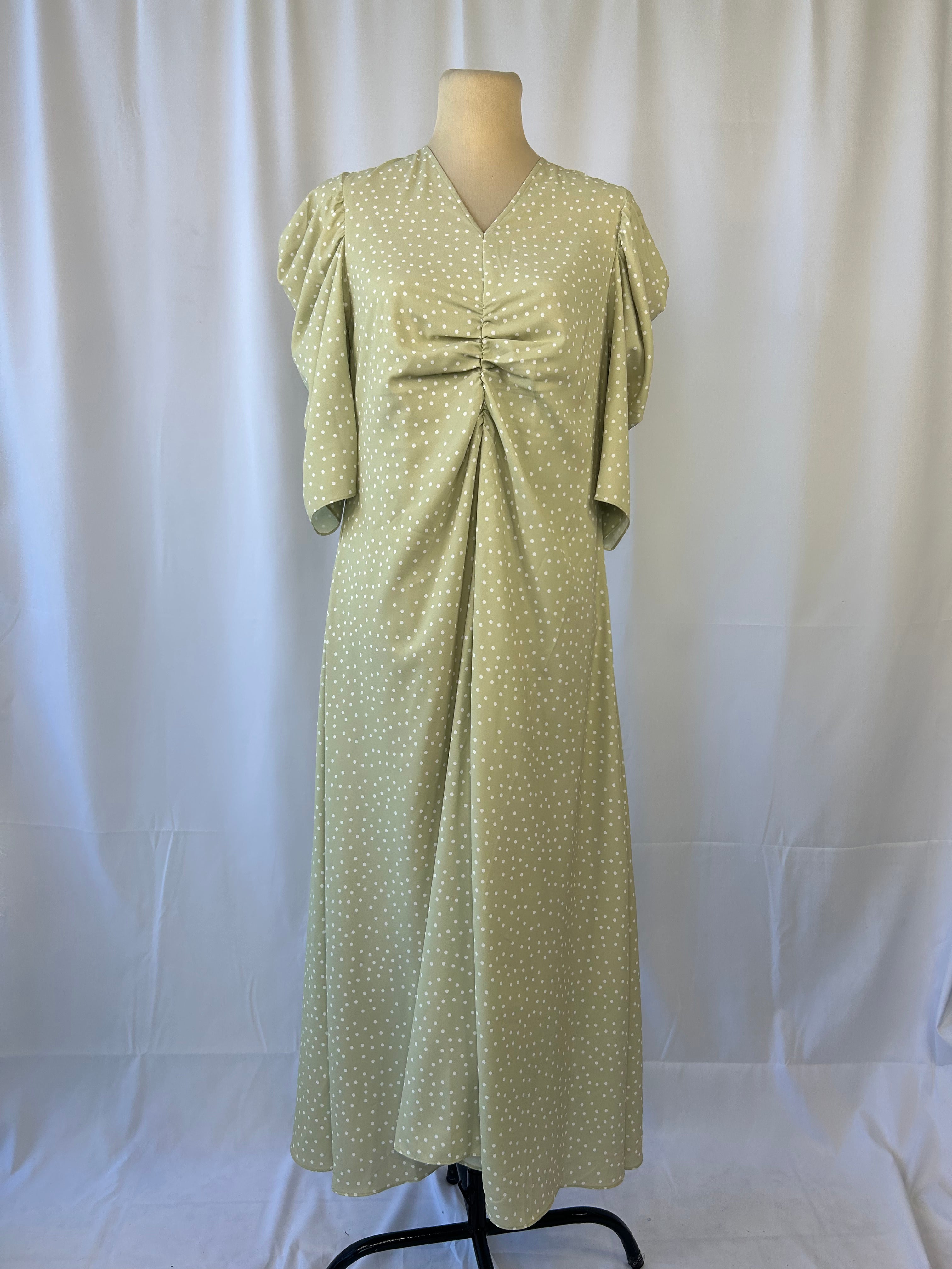 Light Sage Green Polka Dot Dress