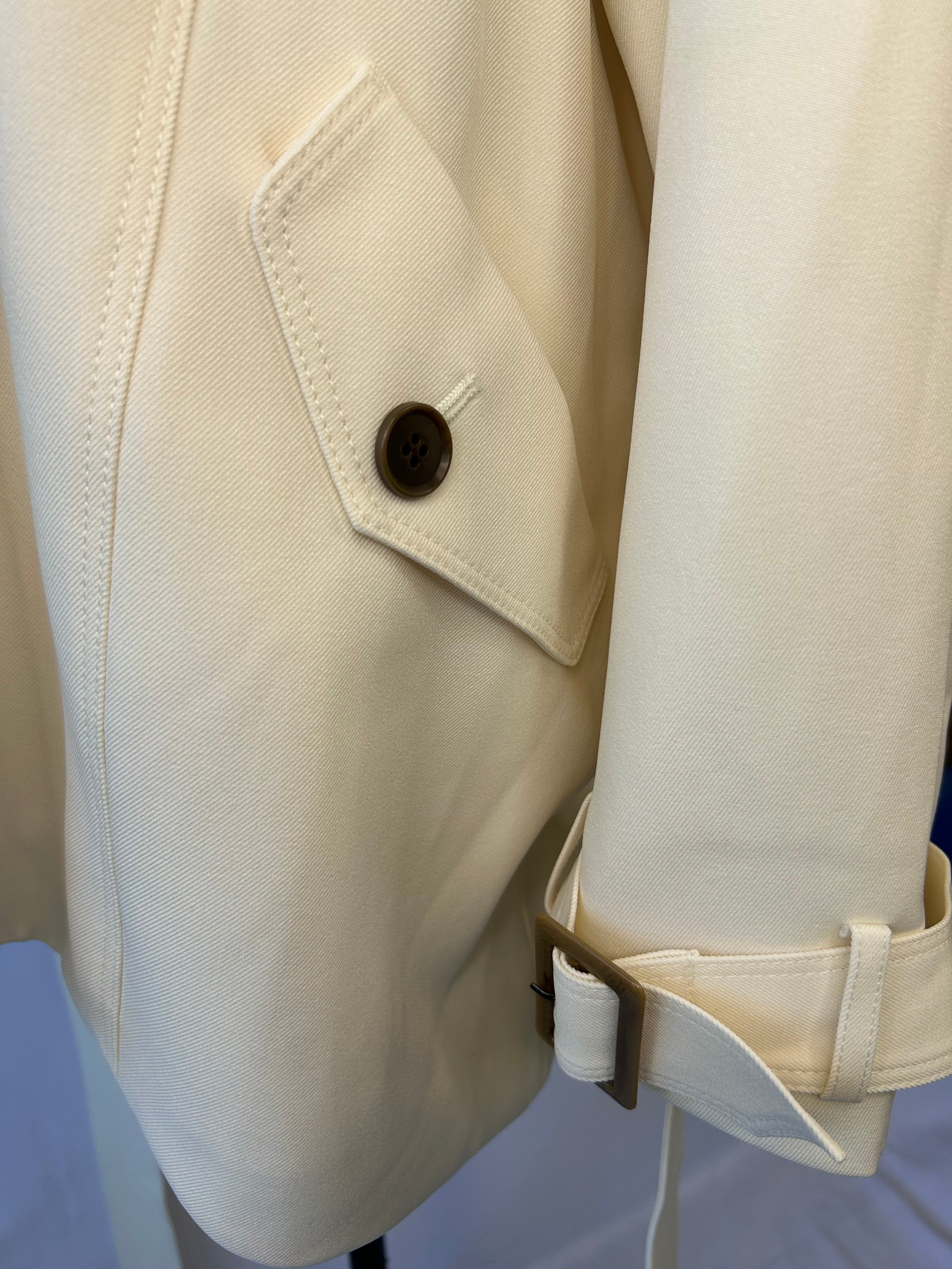 Ivory Double-Breasted Belted Trench Jacket