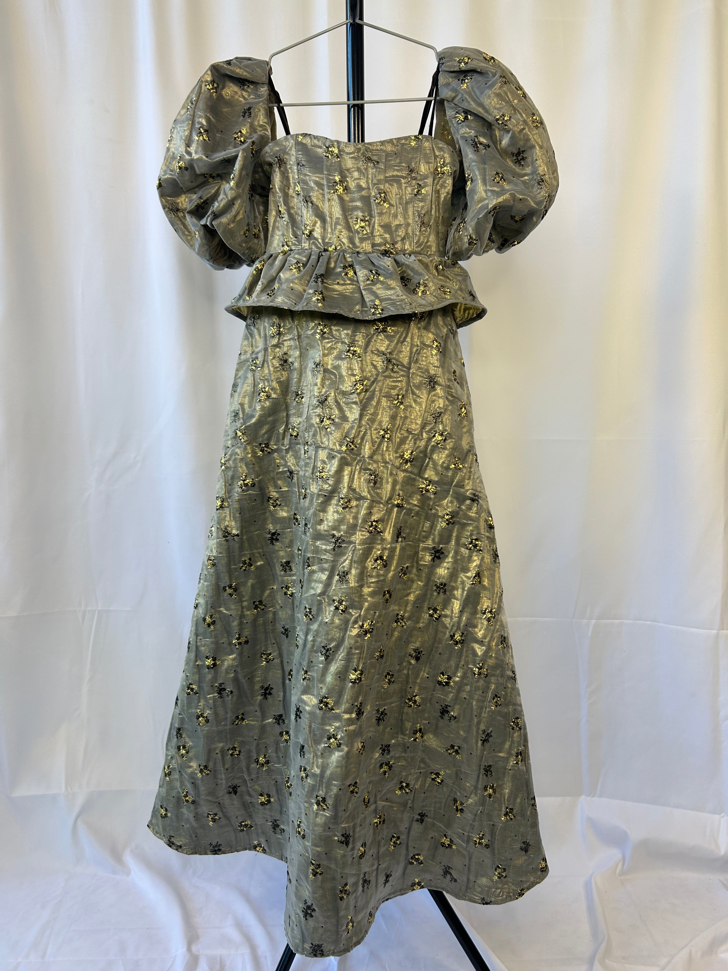 Metallic Floral Jacquard Dress