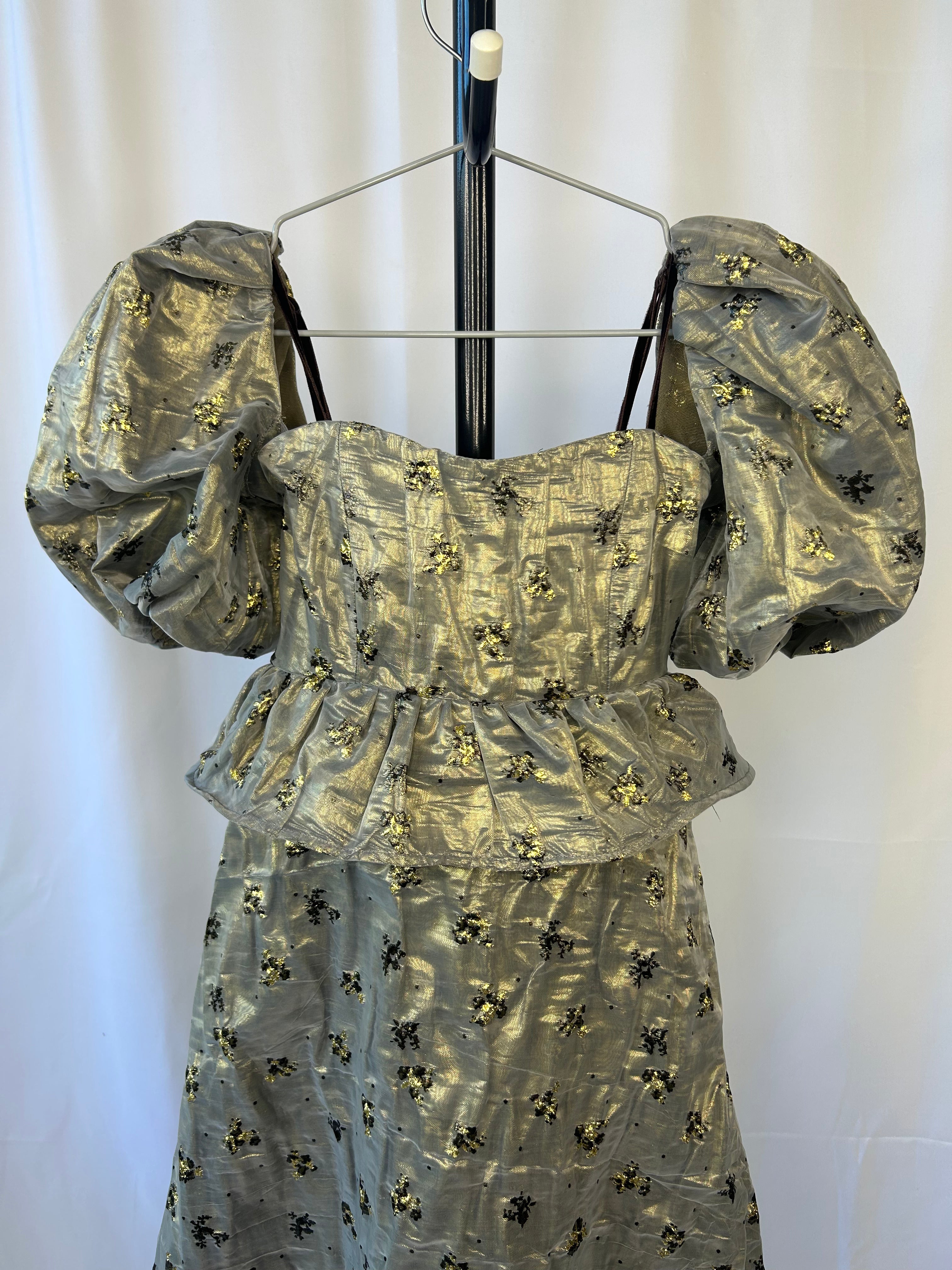 Metallic Floral Jacquard Dress
