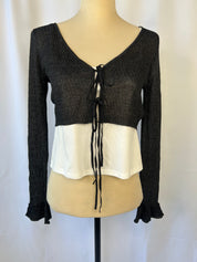 Ribbed Tie-Front Cardigan and Cami Top