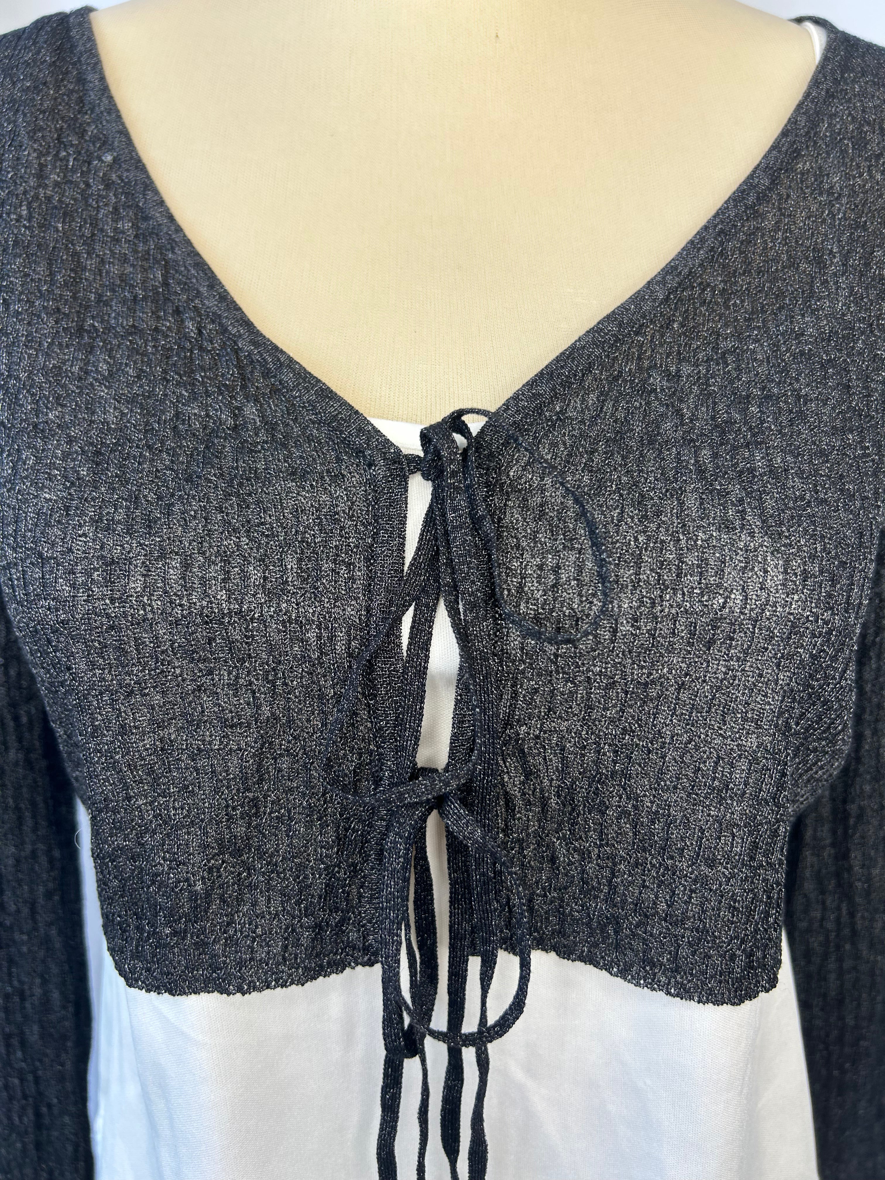 Ribbed Tie-Front Cardigan and Cami Top