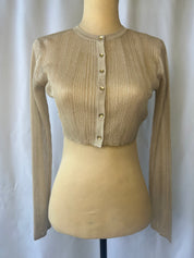 Metallic Ribbed Cropped Cardigan