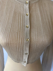Metallic Ribbed Cropped Cardigan