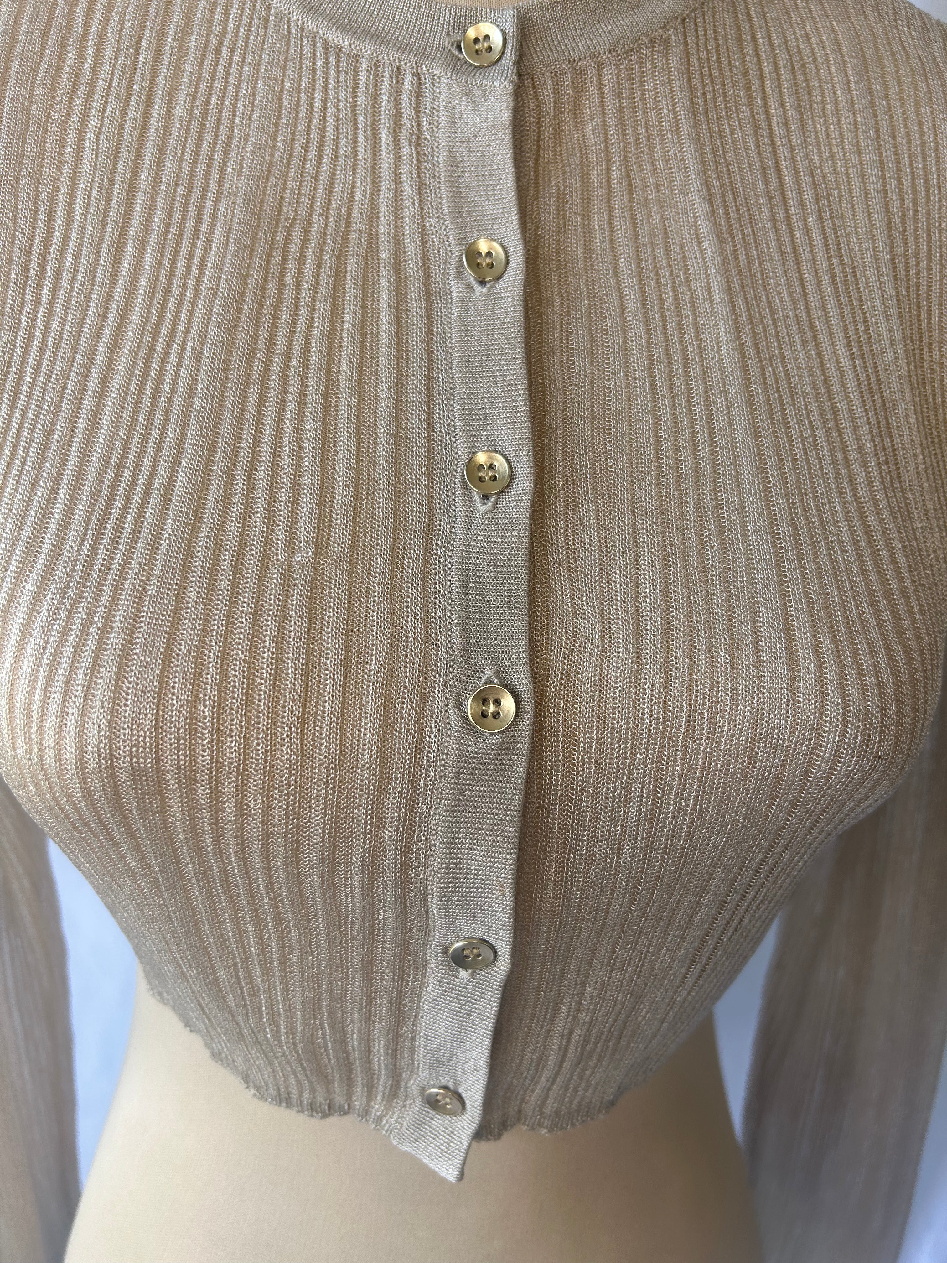 Metallic Ribbed Cropped Cardigan