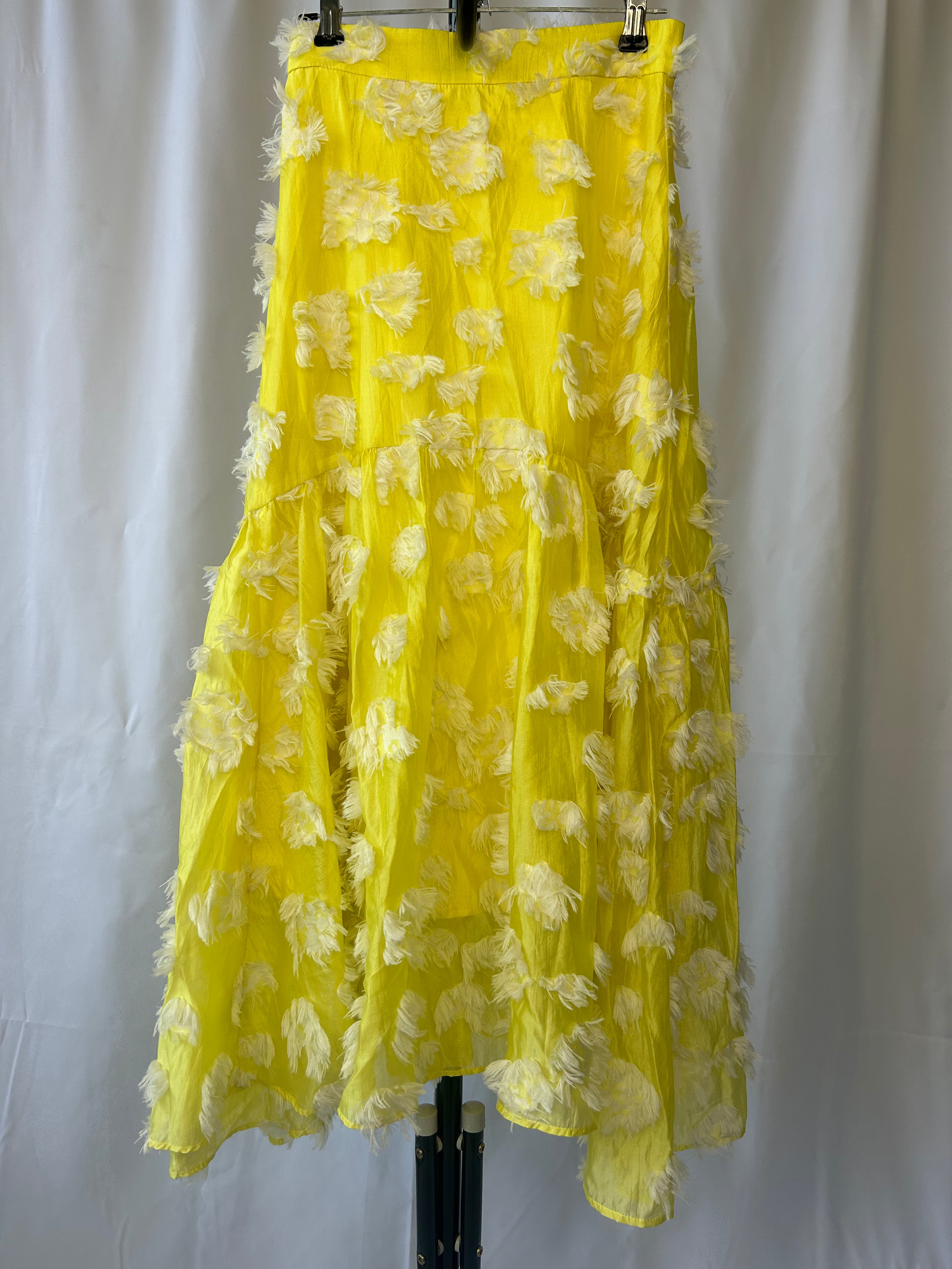 Yellow Textured A-Line Skirt
