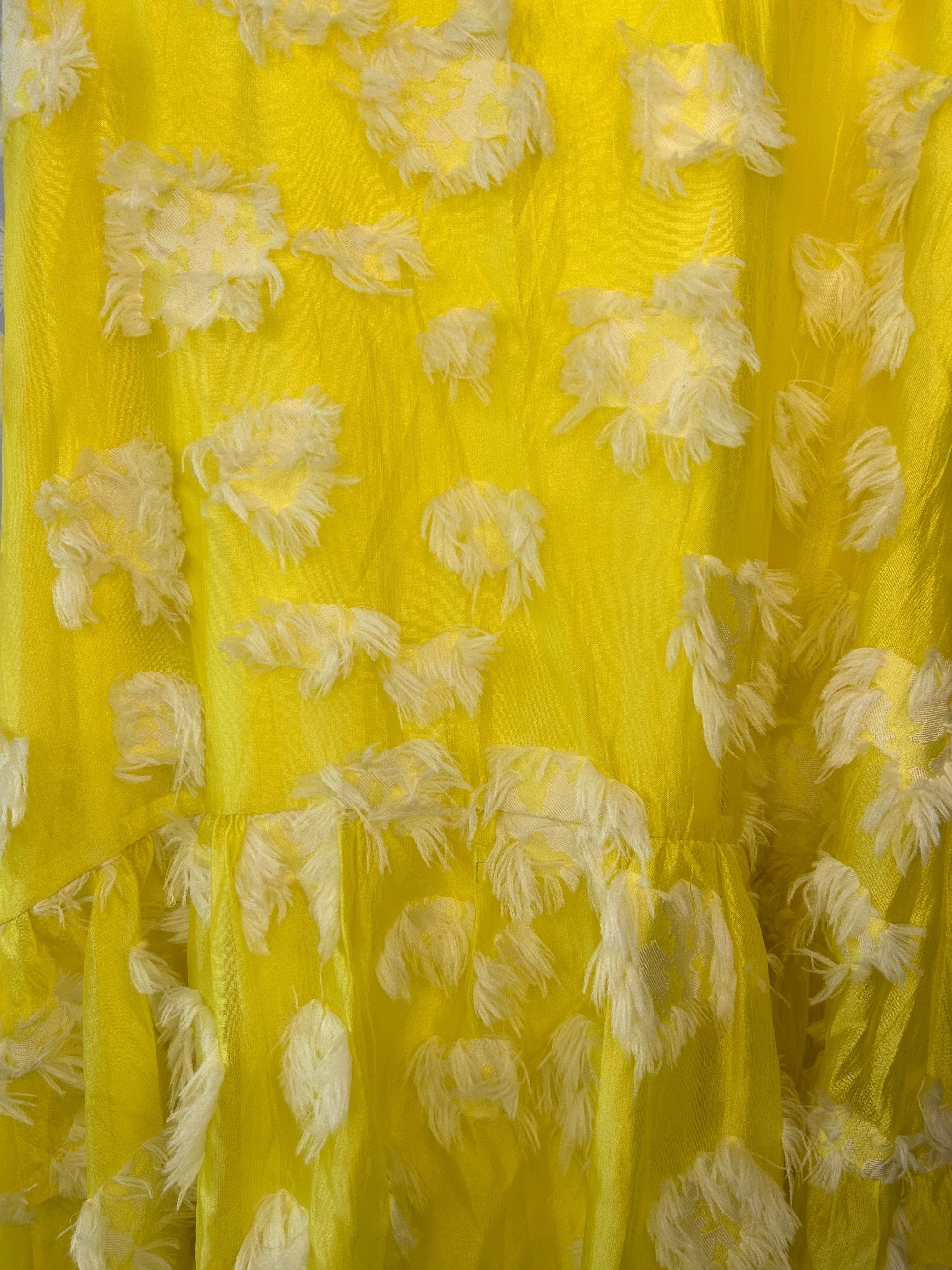 Yellow Textured A-Line Skirt